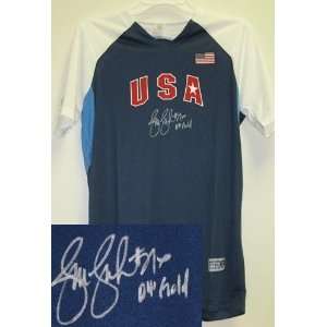 Jennie Finch Autographed Blue Team USA Jersey w/ 04 Gold Inscription