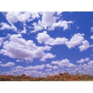  Natural Rock Formations with Clouds Above, Devils Marbles 