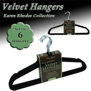  KAREN RHODES COLLECTIONT SET OF 6 VELVET HANGERS   BLACK 