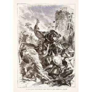  1875 Woodcut Odo Siege Northmen Paris Eudes Alphonse 