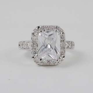 CT CUBIC ZIRCONIA EMERALD CUT ENGAGEMENT RING  