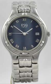 Mens ESQ Esquire by Movado Stainless Steel Roman Numeral Date Watch 