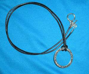 Black Leather Cord eyeglass holder necklace w/ Big LOOP  