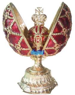 Red Faberge Egg Crystals Jewellery Jewelry Trinket Box  