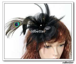 Women Fabric Flower Style Layered Feather Decor Brooch Pins Hair Clips 
