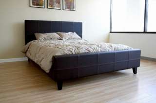 TQueen Size Platform Bed, Padded Bicast leather headboard and 