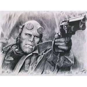 Ron Perlman in Hellboy (2004) Sketch Portrait, Charcoal Graphite 