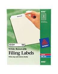 Avery White Removable Filing Labels for Laser and Inkjet Printers 