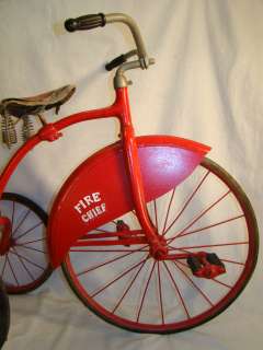 Antique COLSON 1930s FIRE CHIEF Retro CHILD Toy TRICYCLE Bike Large 