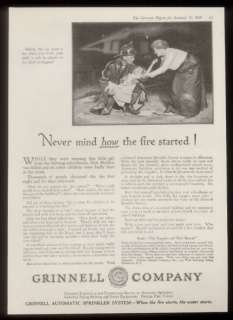 1920 fireman rescue photo Grinnell fire sprinkler ad  