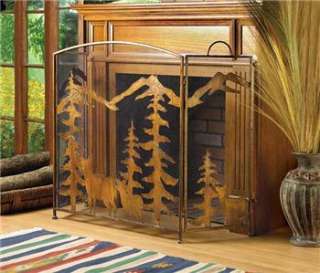 WROUGHT IRON RUSTIC FOREST FIREPLACE SCREEN MUST SEE  