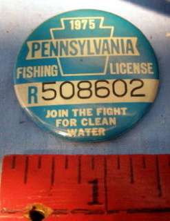 1975 ** Pennsylvania PA TIN Fishing license   NICE  