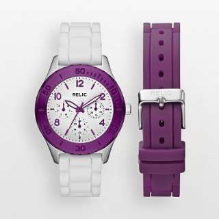 Relic Aluminum Two Tone & Silicone Watch Set   ZR15634  Kohls