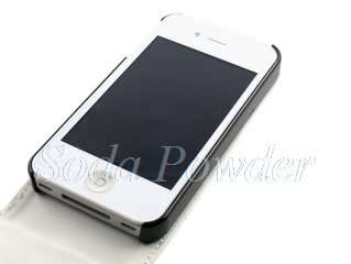 Leather Flip Cover Case Pouch for Apple iPhone 4 White  