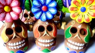 MEXICAN DAY OF THE DEAD CALVERA SKULL CANDLEHOLDER  