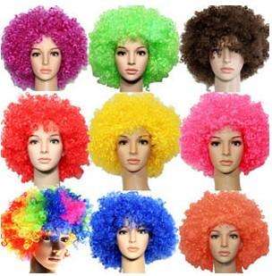   Rainbow Afro Clown Child Adult Costume Football Fan Wig Hair  