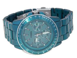   watch with teal aluminum band w original fossil tin box tag and