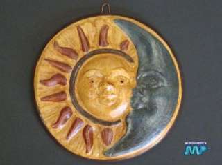 Sun Moon Ceramic Plaque Hanging Wall Art Decor 11 Mexico Pottery Art 