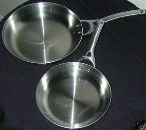 CALPHALON CONTEMPORARY 2 STAINLESS FRY PANS 10  + 8  NEW  