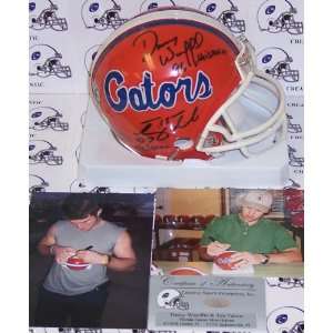 Tim Tebow & Danny Wuerffel Hand Signed Florida Gators Mini Helmet