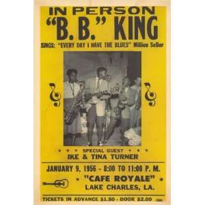 Ike and Tina Turner Concert Poster (1956) Café Royale Lake Charles 