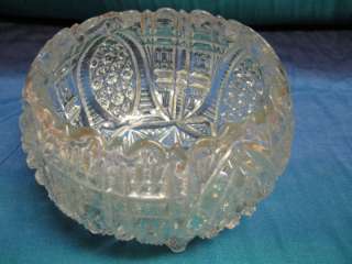 EAPG FORTUNA PATTERN BY HIGBEE GLASS CRYSTAL ROSE BOWL  