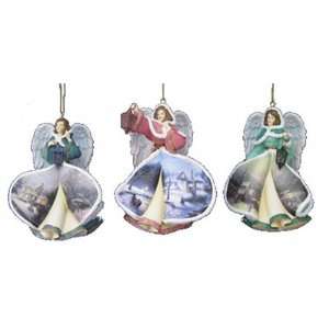  Thomas Kinkade Winter Angels Of Light Ornaments Set One 