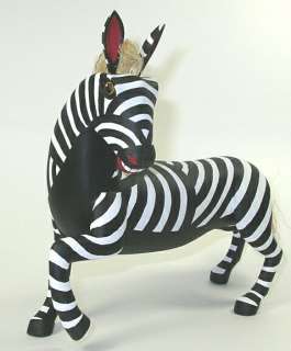 Prancing Zebra Oaxacan Wood Carving   8 Inch   28337  