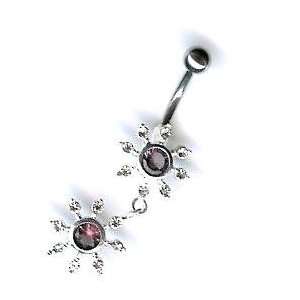  Belly Button Ring Navel CZ Double Sun Body Jewelry 14 