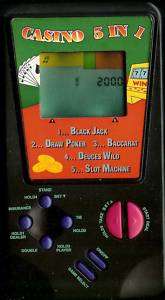 CASINO 5 IN 1 electronic handheld game. Includes BlackJack, Draw 