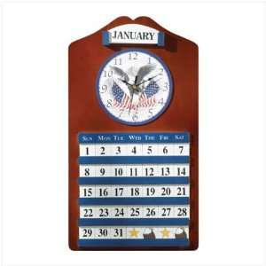  American Eagle Patriotic Wooden Clock And Calendar Sports 