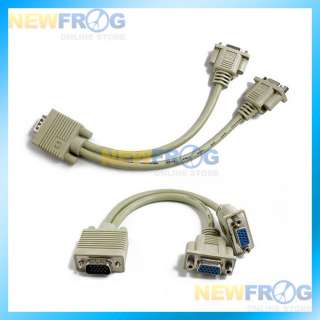 NEW 1 PC to 2 MONITORS Y SPLITTER CABLE FOR VGA LCD VID  
