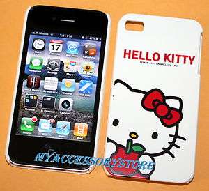   4S Hello Kitty & Apple Snap On Hard Phone Faceplate Case Cover  
