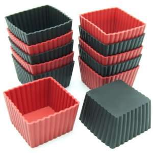  Freshware 12 Pack Silicone Mini Square Baking Cup Kitchen 