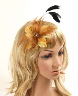 hand made feather headpiece pins clip brooch new  