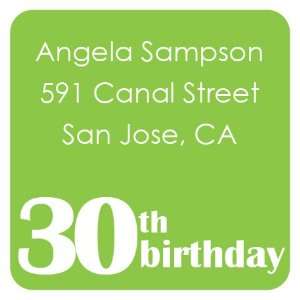   30th Birthday Green And White Square Envelope Seals