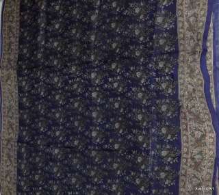   AO Rose Flowers Print Gorgeous Pure Silk Indian Vintage Saree #1507