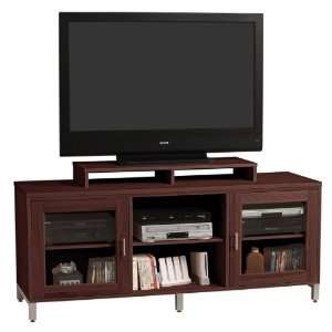  70 Wide Flat Screen Glass Panel Door Television Console with Shelf 