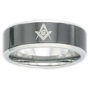   8mm Stainless Steel Masonic Freemason Mason Blue Lodge Ring (Size 9.5
