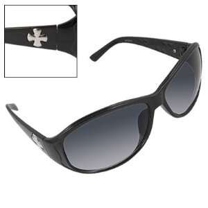   Ladies Oval Shape Oversized Lens Black Plastic Full Frame Sunglasses