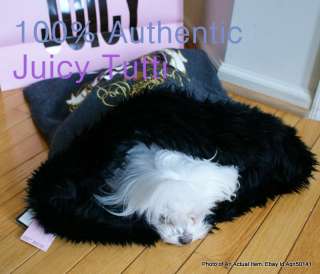 Juicy Couture Black Herringbone Fur Dog Sleeping Bag  