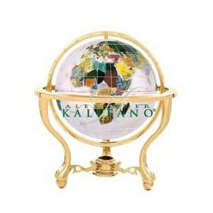  Opal Gemstone Globe 9 inch Commander Gold Stand Office 