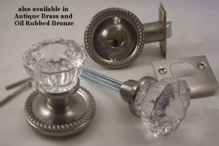 Crystal Glass Passage Door Knob Set w/Old Town Rosettes  