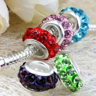 6x11mm Colorful Crystal Enamel European Charm Beads 5P  