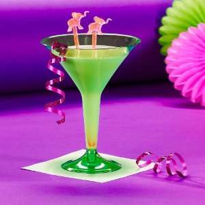   Party By Amscan Green Plastic 8 oz. Martini Glasses 