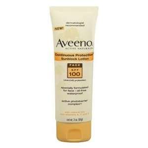  Aveeno Continuous Protection Face Sunblock Lotion Spf 100 