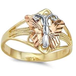  Butterfly Ring 14k Rose & Yellow Gold Band Womens, Size 9 
