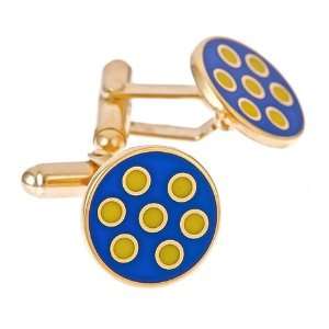 Gold plated cufflinks with blue and yellow enamel with presentation 