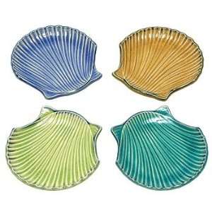  Set of Four Shell Plates 4 3/4 Inch Assorted Kitchen 