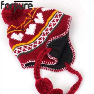   Beanie hat Cable Crochet Ski Snow Earflap Warm Winter hats 11  